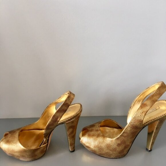 Report Signature Gold Gala platform cheetah print leather size 7.5 shoes - Picture 5 of 15